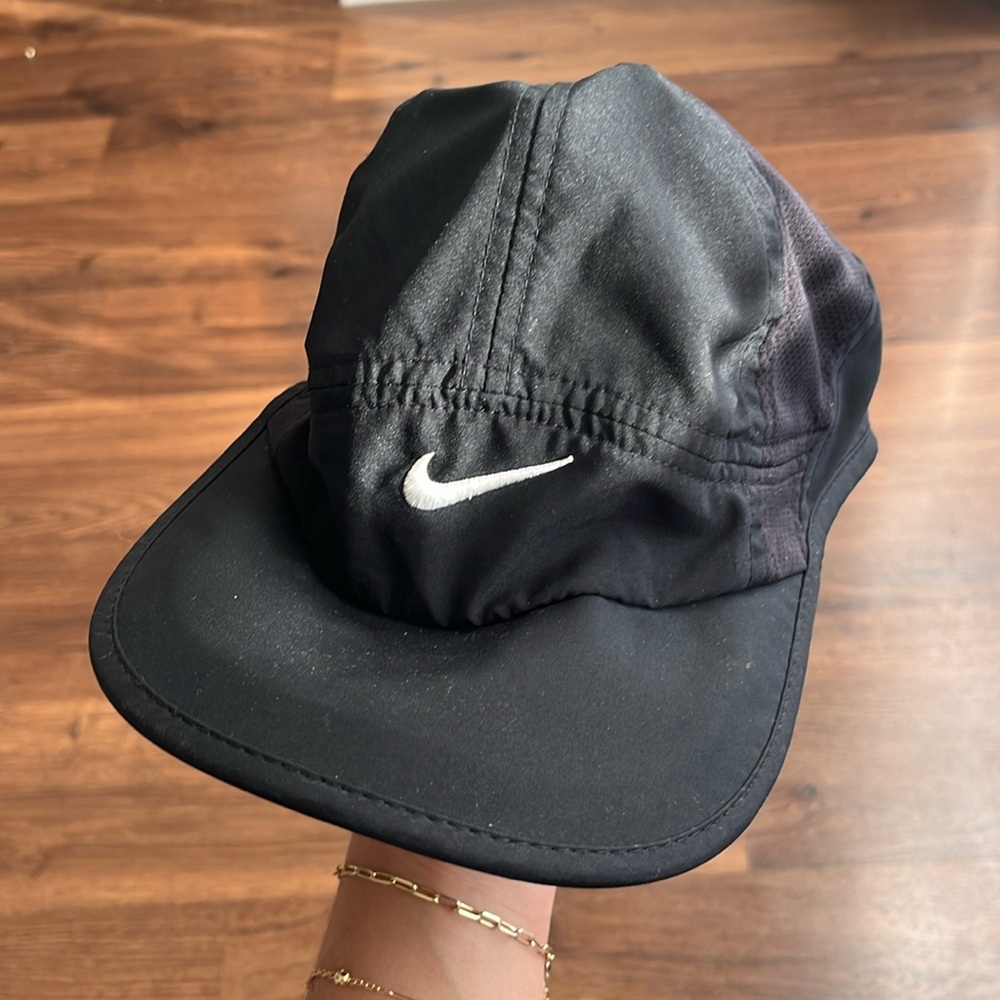 Nike Black and White Swoosh Running Cap